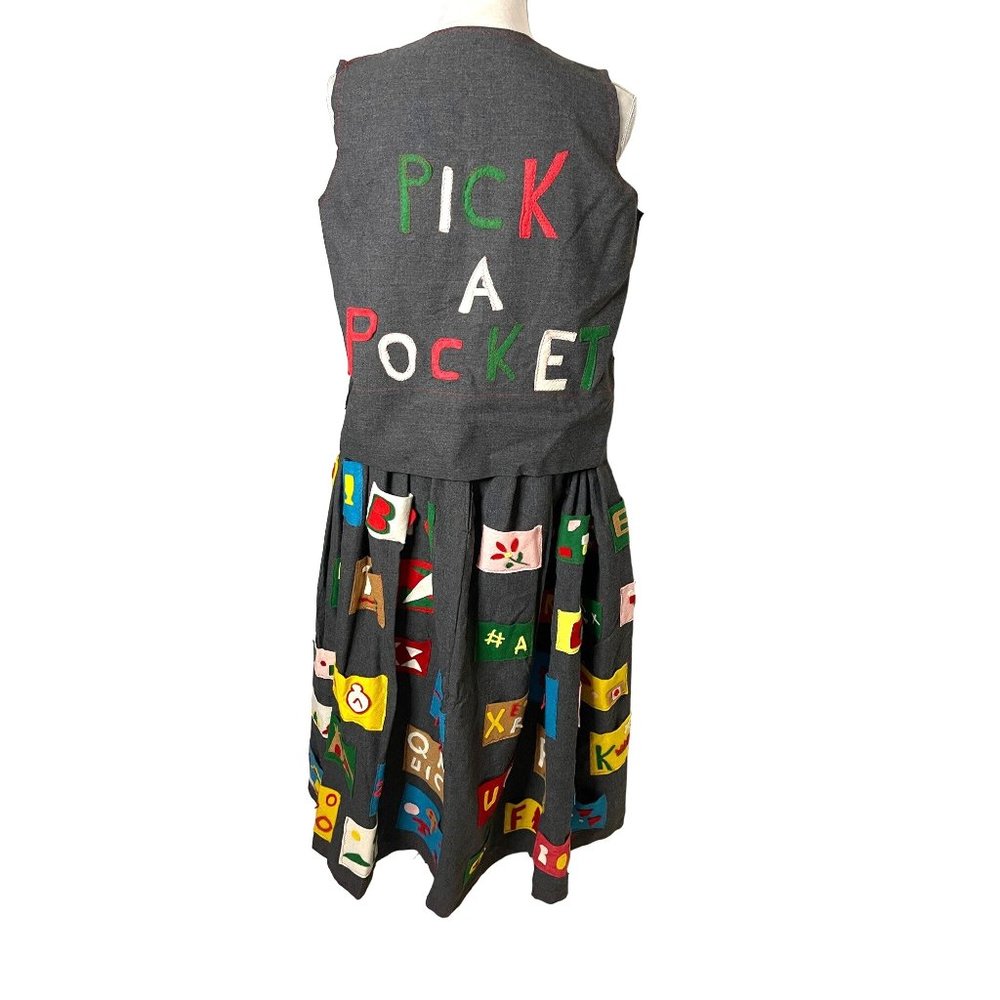 Handmade Womens Maxi Skirt Set Size Large Teaching Pick A Pocket Felt Applique